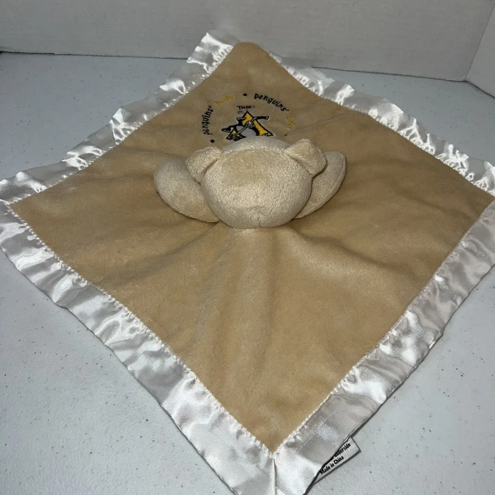 Baby Fanatic Embroidered Pittsburgh Penguins NHL Baby Lovey Cream Satin Back